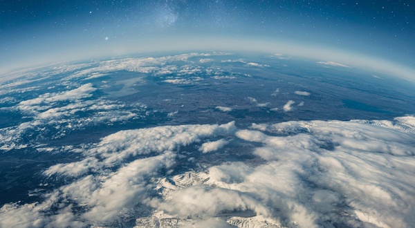 Earth's atmosphere viewed from above the clouds